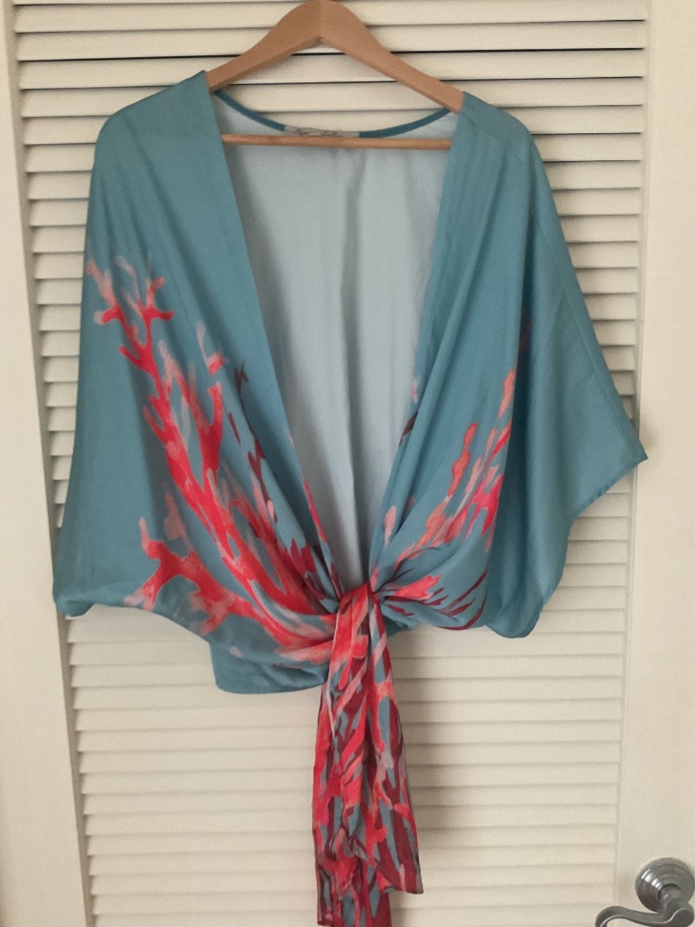 Ramona LaRue Coral Reef Tie Blouse Blue - Picture 3 of 6